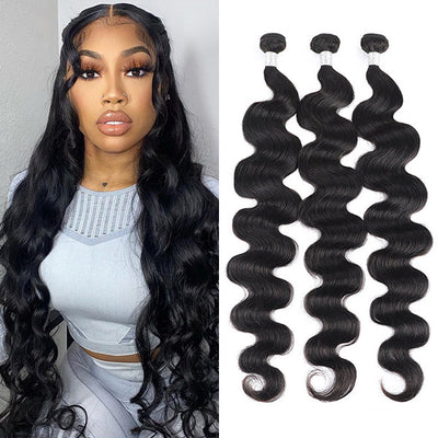 Allove 30 Inch Body Wave Bundles Human Hair Bundles Brazilian Virgin Hair Weave Bundles 1/3/4 Bundle Deals Remy Hair Extensions