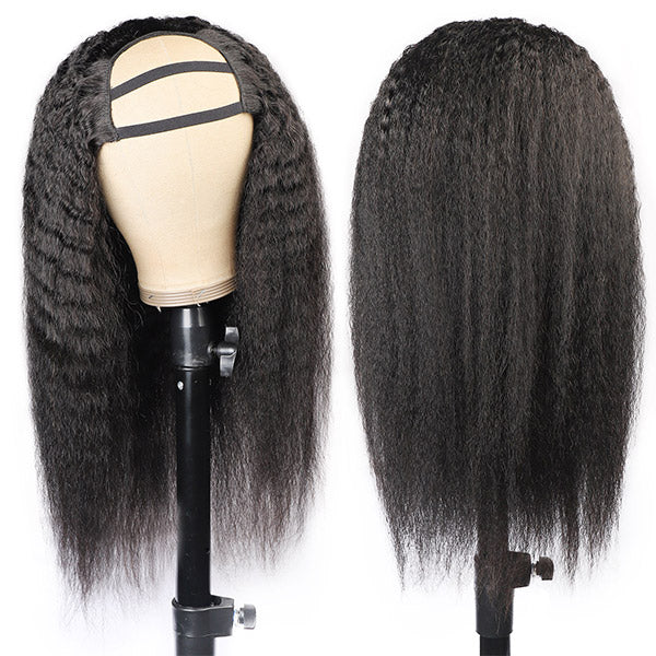 Allove Hair Kinky Straight Virgin Remy Human Hair Wigs U Part Wig