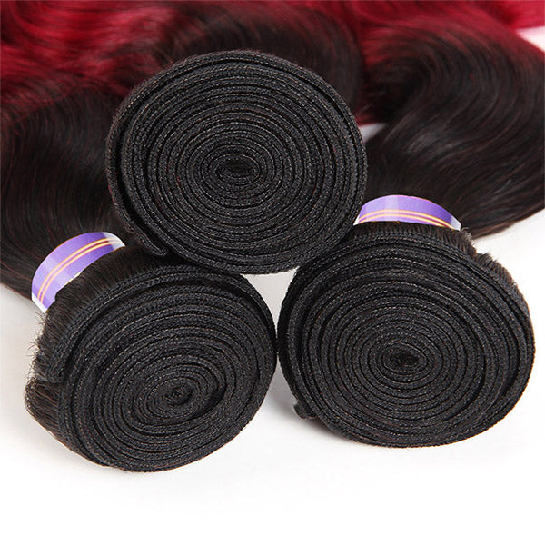 Allove Hair Ombre T1B /BUG Body Wave Human Hair 3Bundles