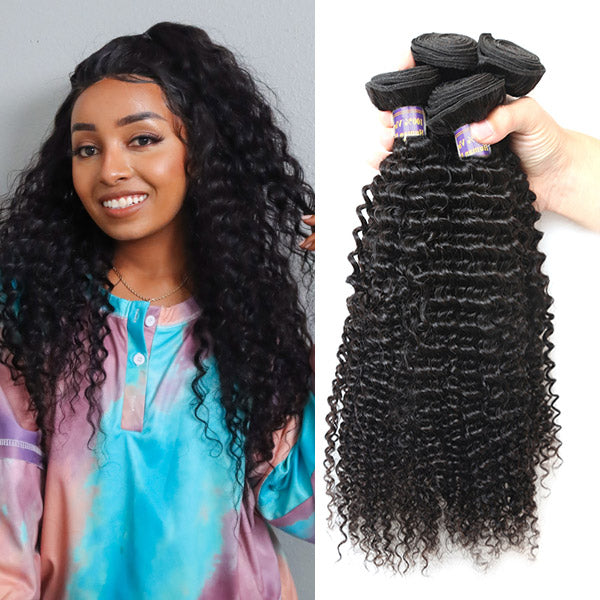 Allove Hair Peruvian Kinky Curly 4 Bundles Virgin Human Hair