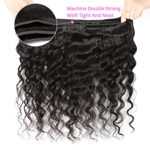 Allove Hair Peruvian Loose Deep Wave 4 Bundles with 4*4 HD Lace Closure Human Hair with Baby Hair