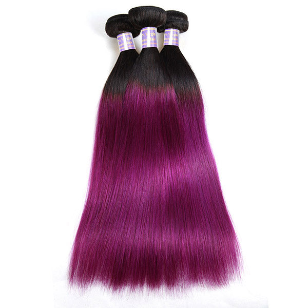 Allove Hair T1B/Purple Ombre Colorful Hair Straight Hair 3 Bundles