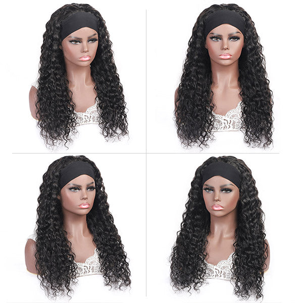 Allove Headband Wig Water Wave Human Hair Non Lace Wig For Black Women