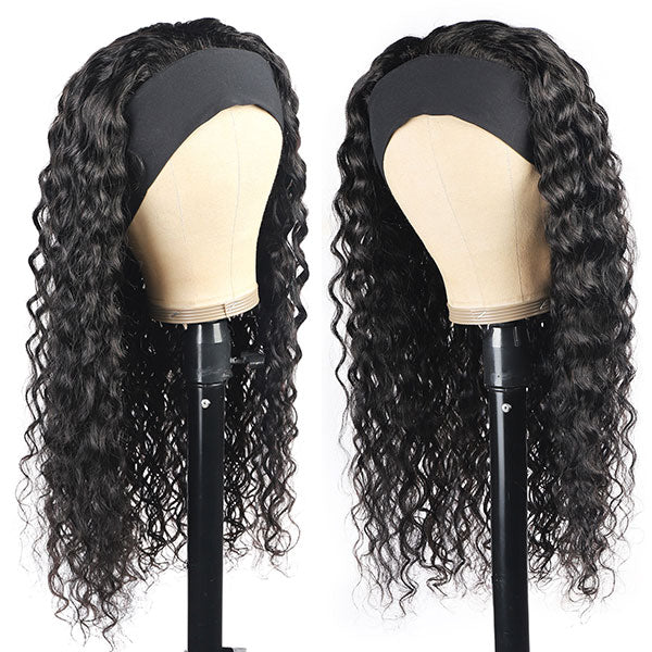 Allove Headband Wig Water Wave Human Hair Non Lace Wig For Black Women