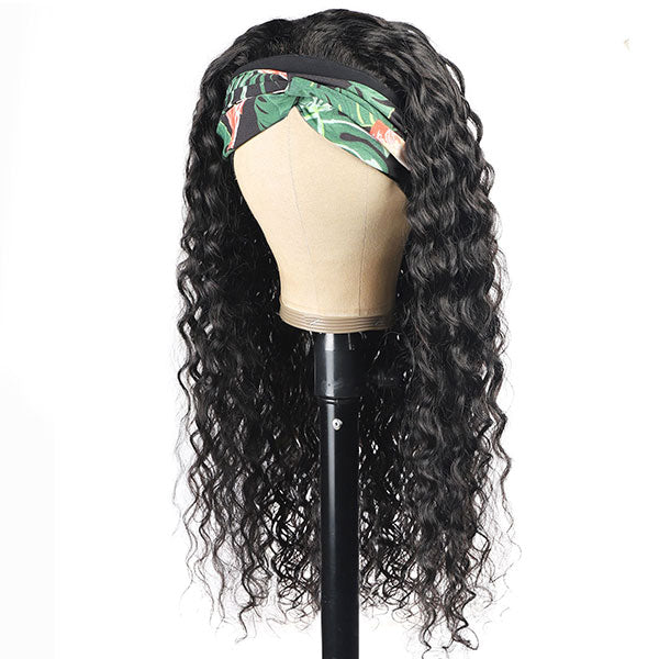 Allove Headband Wig Water Wave Human Hair Non Lace Wig For Black Women