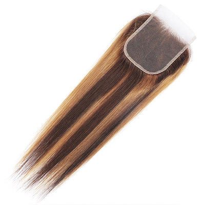 Allove Honey Blonde Color Straight Hair 3 Bundles With 4*4 Lace Closure