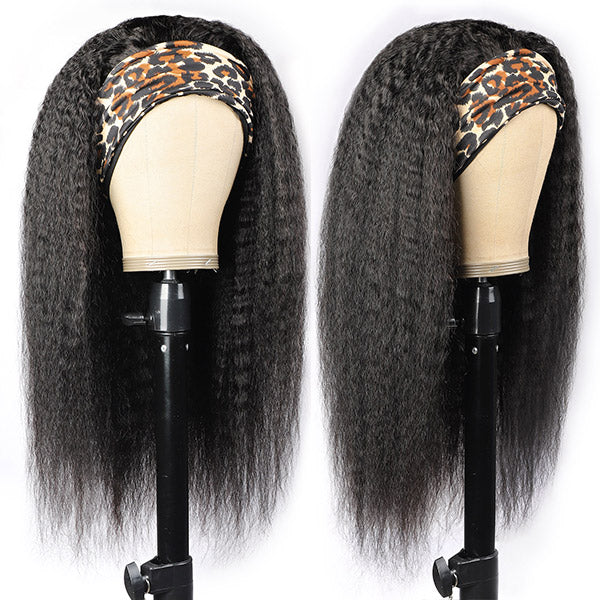 Allove Kinky Straight Headband Wig Human Hair Non Lace Wig 150% Density