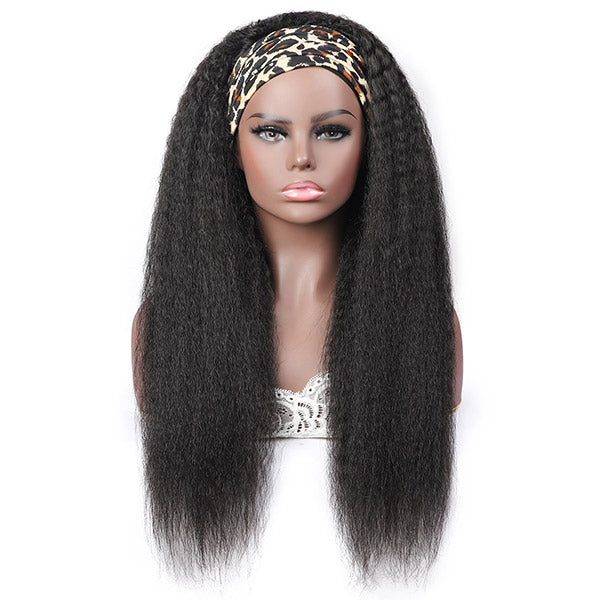 Allove Kinky Straight Headband Wig Human Hair Non Lace Wig 150% Density