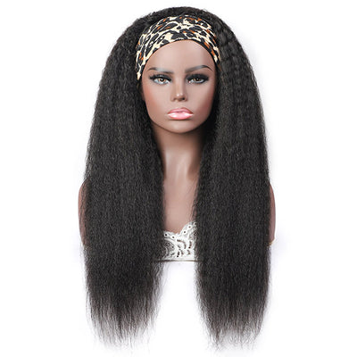 Allove Kinky Straight Headband Wig Human Hair Non Lace Wig 150% Density