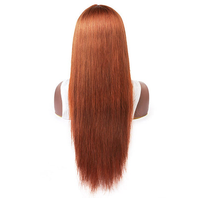 Ginger Color Machine Made Straight Human Hair Wigs 