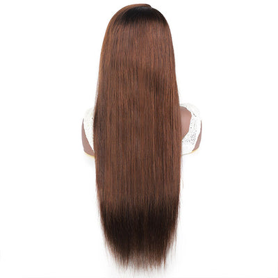 Allove Skunk Stripe  Brown Hair with Blonde 13x4 Lace Front Straight Human Hair Wig