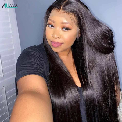 Allove Transparent 4x4 Closure Wig Human Hair Wigs 250 Density Lace Wig Bone Straight Lace Front Human Hair Wigs for Women