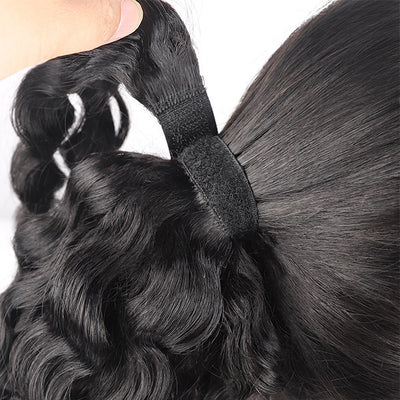 Allove Water Wave Human Hair Wrap Around Clip In Ponytail Hair Extension