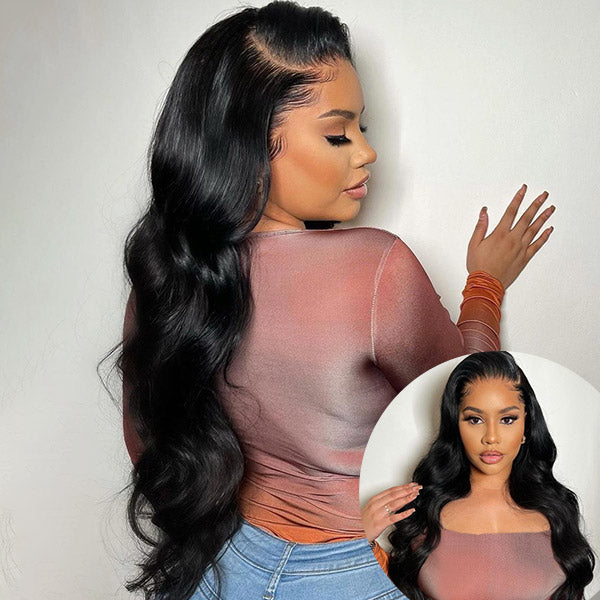 Brazilian Body Wave 3 Bundles With 13*4 HD Transparent Lace Frontal Virgin Human Hair