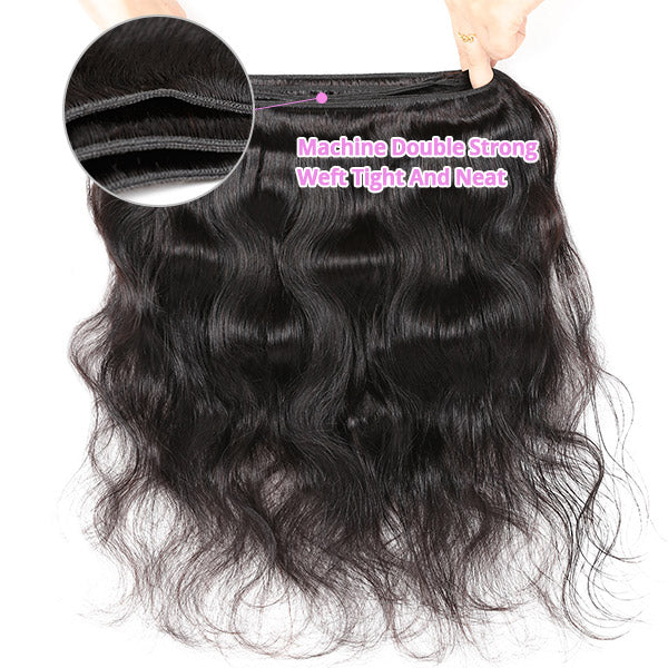 Brazilian Body Wave 3 Bundles With 13*4 HD Transparent Lace Frontal Virgin Human Hair