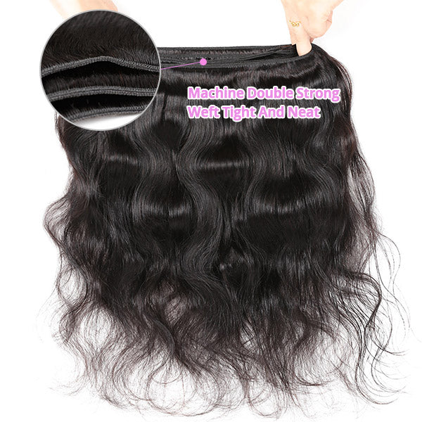 Indian Body Wave Hair 3 Bundles With 13x4 HD Lace Frontal Closure