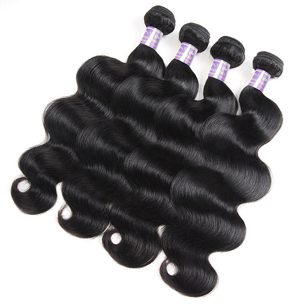 Brazilian Body Wave 4 Bundles with 4*4 HD Lace Closure Virgin Human Hair Extensions