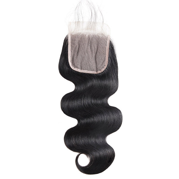 Brazilian Body Wave Hair 3 Bundles with Transparent 4*4 Lace Closure