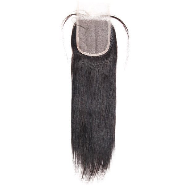 Brazilian Bone Straight Hair 3 Bundles with HD Transparent 4*4 Lace Closure