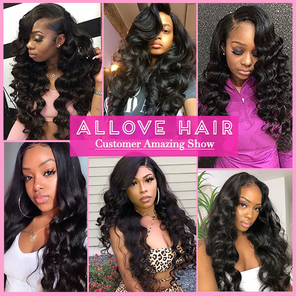 Brazilian Loose Wave Virgin Human Hair 4 Bundles With 4*4 Transparent Lace Closure