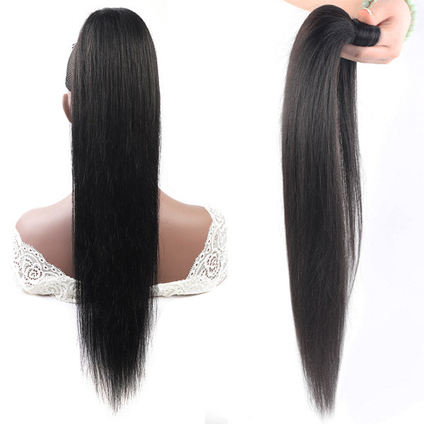 Brazilian Straight Long Wavy Wrap Around Clip In Ponytail Hair Extension