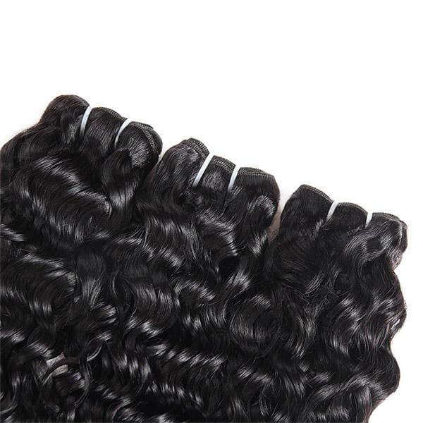 Brazilian Water Wave Hair 3 Bundles with Transparent 4*4 Lace Closure