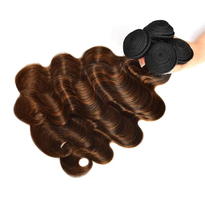 Overnight Shipping Allove Hair #FB30 Brown Balayage Highlight Body Wave Human Hair Bundles