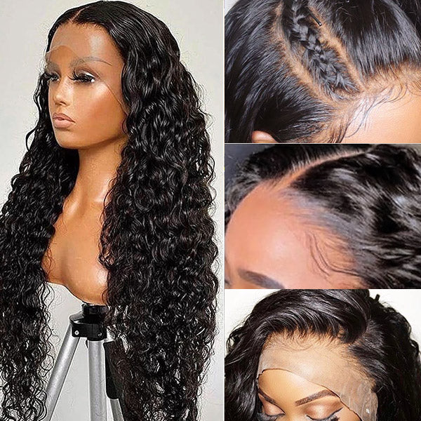 Save $100 OFF 13x4 Transparent Lace Front Wig Water Wave Human Hair Wig