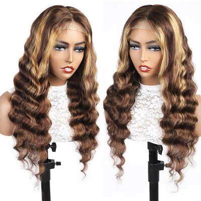 ⏰ ⏰ Flash Sale (Straight/Body Wave/ Deep Wave/Loose Deep Wave)Highlight 4*4 HD Lace Closure Human Hair Wig 150% Density Hurry Up!