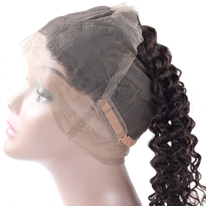 Immerse yourself in the luxurious charm of Allove Hair's human hair 360 frontal, featuring exquisite deep wave hair. Made from 100% human hair, our 360 frontal offers a seamless and natural look that exudes elegance.