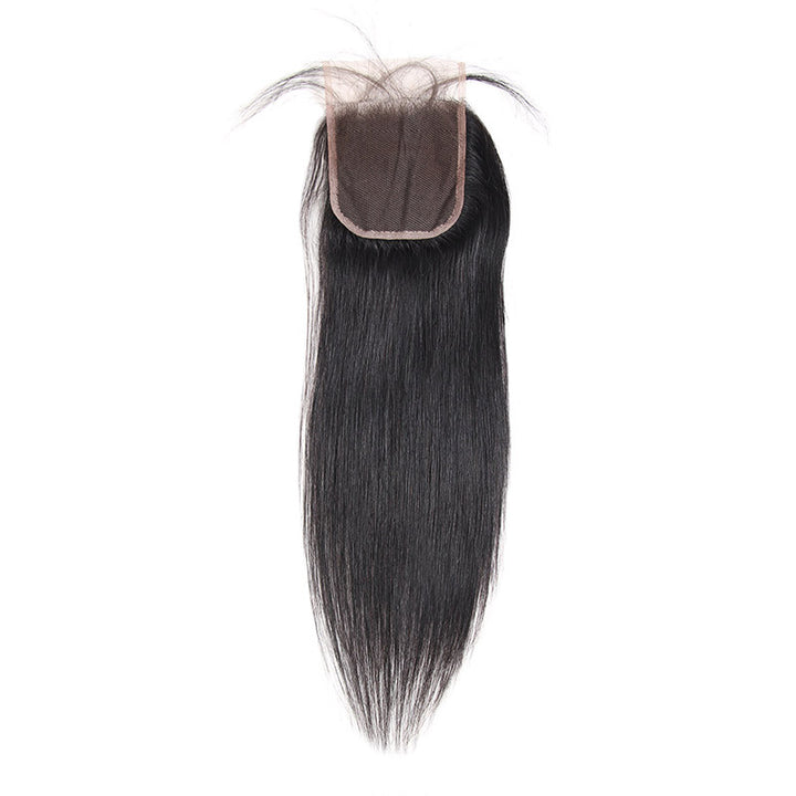 Indian Straight 4 Bundles With 4*4 Lace Closure Virgin Human Hair : ALLOVEHAIR