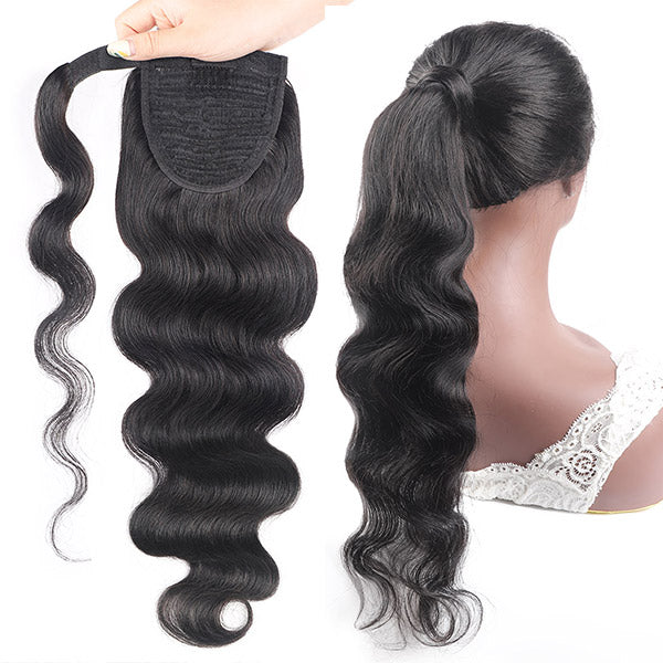 Body Wave Long Wavy Wrap Around Clip In Ponytail Hair Extension