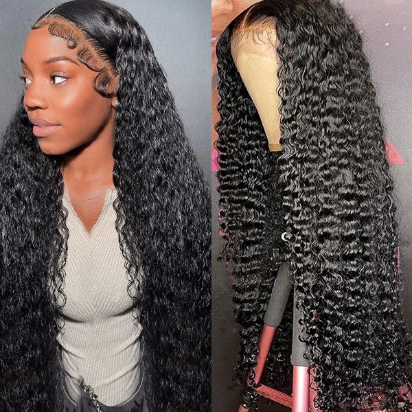 Long 32Inch 13x4 Undetectable Invisible HD Lace Front Kinky Curly Human Hair Wigs