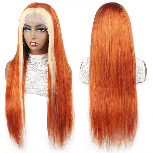 Orange Ginger Ombre Blonde 613 HD Lace Frontal Straight Wig Transparent Lace Front Wigs For Women Human Hair
