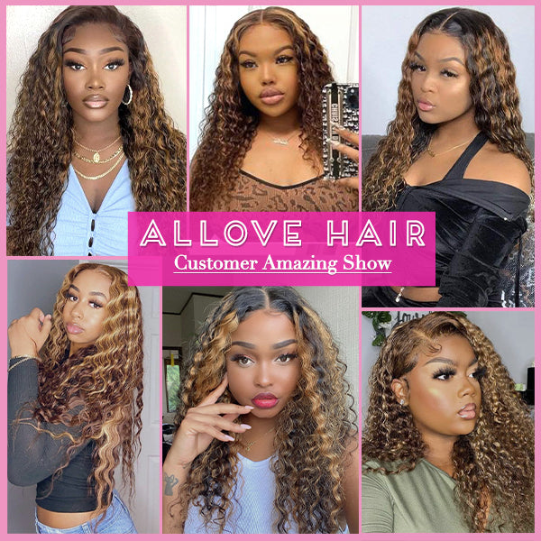 Honey Blonde Ombre Brazilian Deep Wave Hair 3 Bundles With 4*4 Lace Closure Human Hair