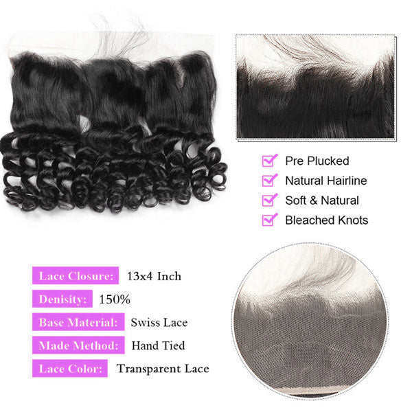 Peruvian Loose Wave Human Hair 3 Bundles With 13x4 HD Lace Frontal Closure