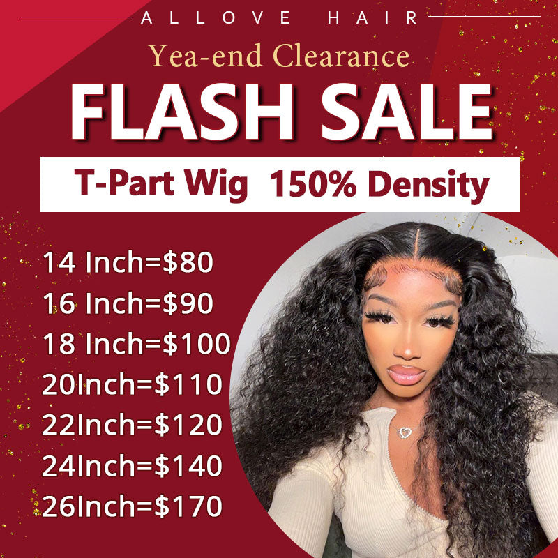 Flash Sale (14-26") T-Part Lace Wig 150% Density, Use Code: AL12 Get 12% Off