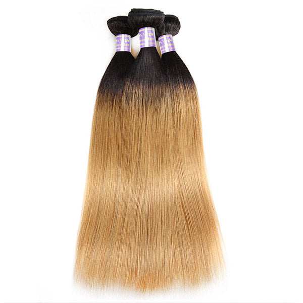 Allove Hair New Arrivial T1B/27 Colorful 3 Bundles Straight Human Hair