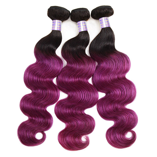 Allove Hair T1B BUG Ombre Body Wave Human Hair 3 Bundles