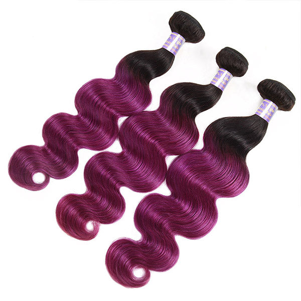 Allove Hair T1B BUG Ombre Body Wave Human Hair 3 Bundles