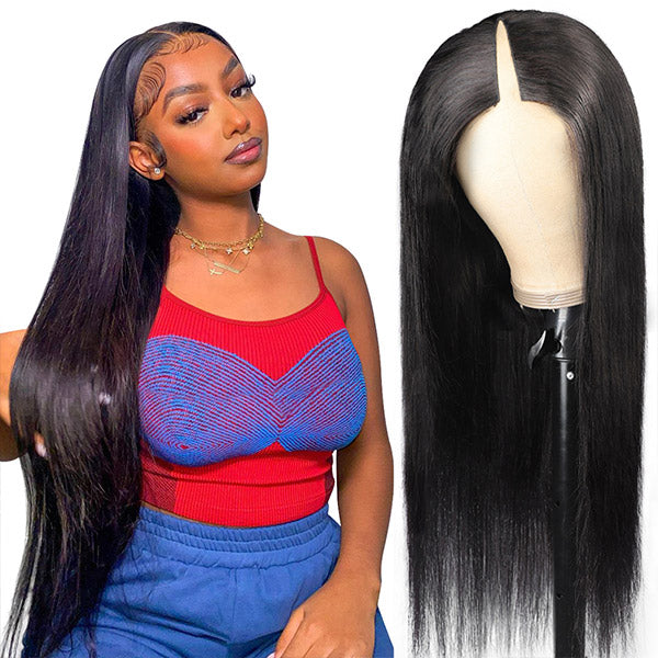 V Part Wigs Straight Brazilian Virgin Human Hair Wigs For Black Women Glueless No Leave Out Lace Front Wig