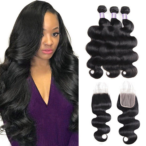 Transform your look with Allove Hair's Virgin Body Wave Bundles! Sourced from premium Brazilian hair, these bundles provide a beautiful, flowing body wave texture that adds volume and elegance to any style. Perfect for a sew-in installation, the 4x4 HD lace closure offers an undetectable finish, ensuring a natural scalp appearance and versatile styling options.