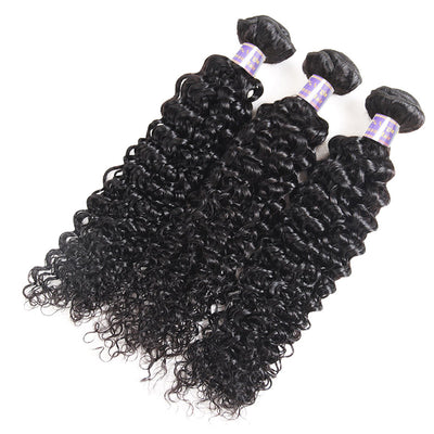 Kinky Curly Hair 3 Bundles with 2*4 Lace Closure Human Hair