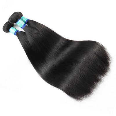 10A Remy Malaysian Straight Hair 3 Bundles With 4*4 Lace Closure With Baby Hair : ALLOVEHAIR