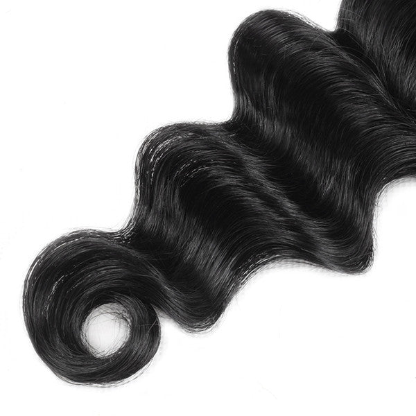 Indian Loose Deep Wave 3 Bundles with HD 13*4 Lace Frontal Virgin Human Hair