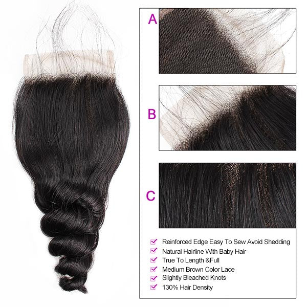 Wholesale 10 Bundles Loose Wave 4*4 Lace Closure Virgin Human Hair