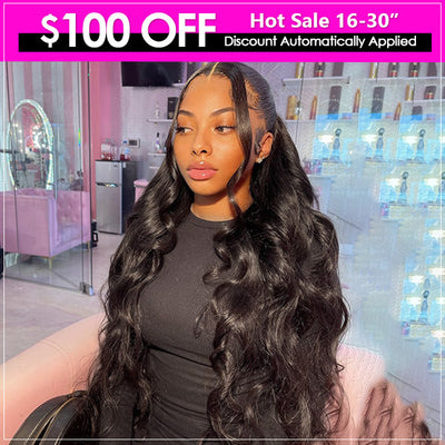 Save $100 OFF HD 13x4 Lace Front Wigs Brazilian Body Wave Human Hair Wigs