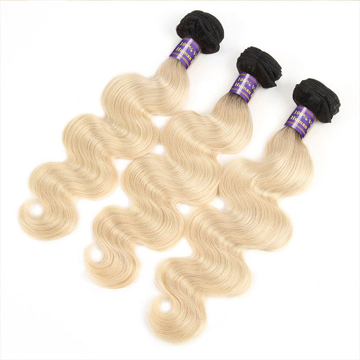 ALLove Hair #1B-613 Blonde Remy Hair 3 Bundles Body Wave Human Hair Weave : ALLOVEHAIR