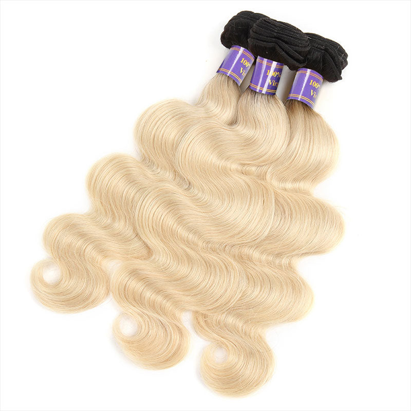 ALLove Hair #1B-613 Blonde Remy Hair 3 Bundles Body Wave Human Hair Weave : ALLOVEHAIR