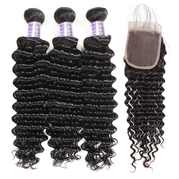 Allove Hair Deep Wave Buy 3 Bundles Get 1 Free Lace Closure : ALLOVEHAIR